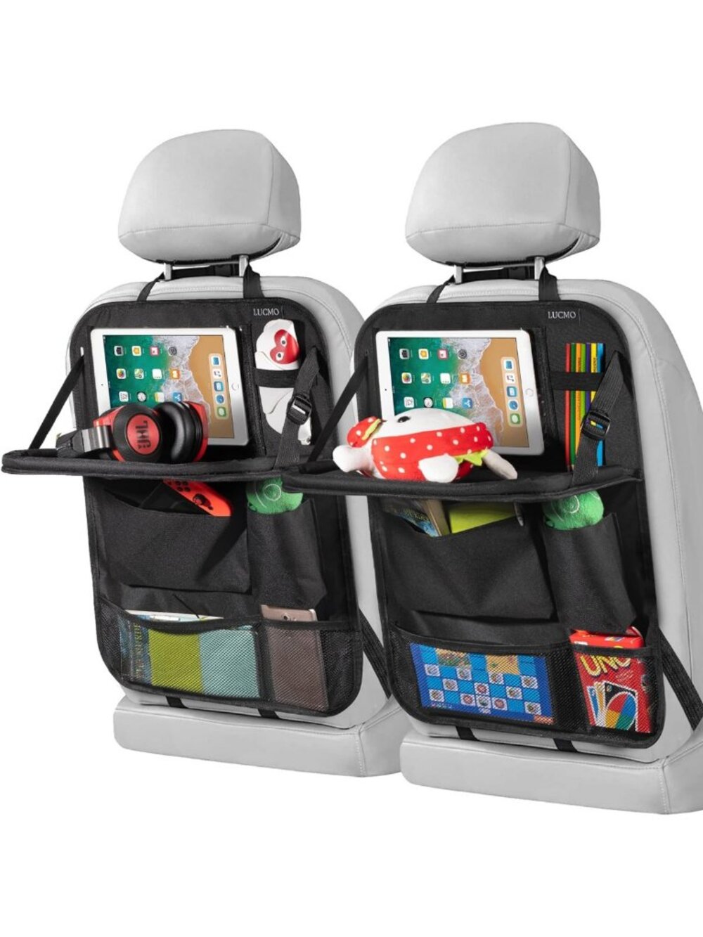 Car Backseat Organizer with Tablet Holder, Multi-Pocket Storage, Black